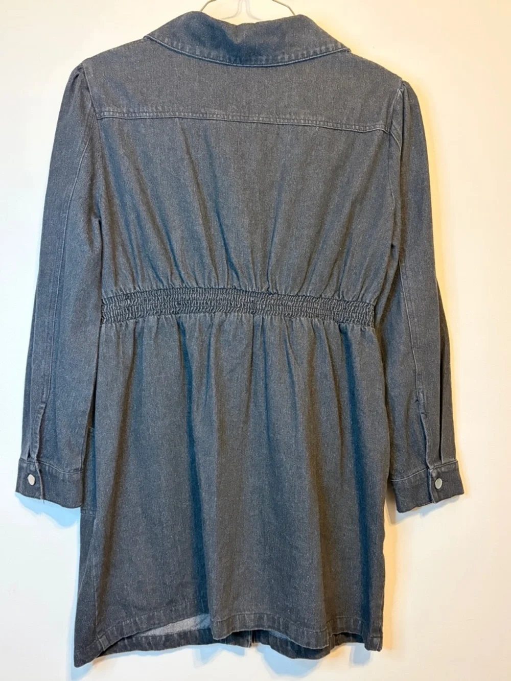 Pink Lily Dark Denim Button-Front Mini Dress - Charcoal Blue